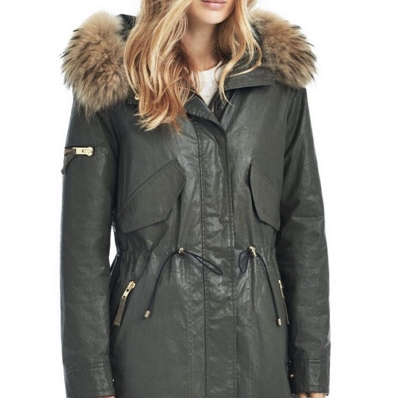 SAM. Luxe Limelight Fur Waxed Parka Jacket in Green - Picture 3 of 6